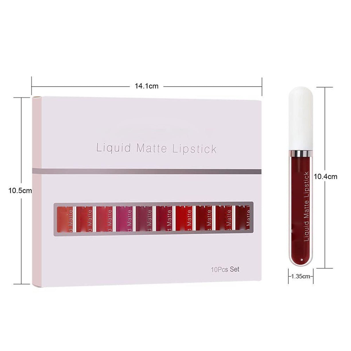 💝 💋10Pcs Matte Waterproof Lip Gloss Set –✨ Full Kit, All-Day Wear💄