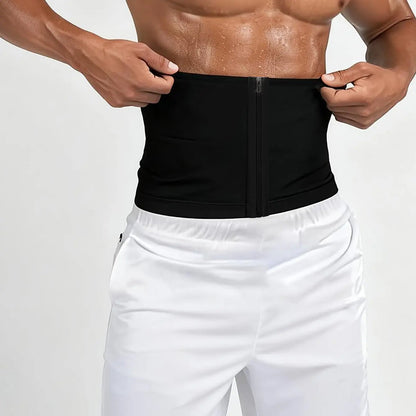 Waist Trainer Trimmer Zipper Sweat Belt Band for Men, Sauna Belt Suit Workout, Sporty Design, All Seasons, Plain Pattern, Fitness Waist Trainer, Exercise Waistband, Elastic Waist