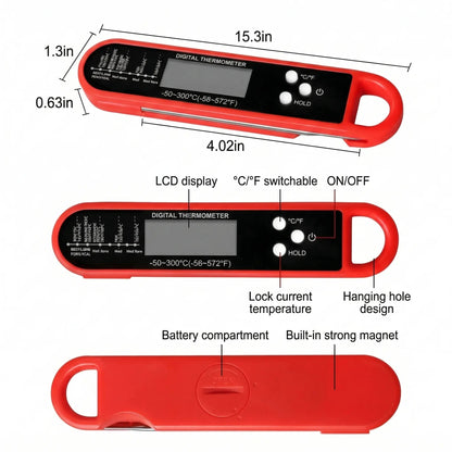 Digital Meat Thermometer 0.5S Instant Read ±0.5°F High Accuracy Food Temperature Probe for Cooking Kitchen Gadgets Essentials Tools Gifts for Men Dad Chef for Oven Grill BBQ Smoker Candy Baking Home Outdoor Use