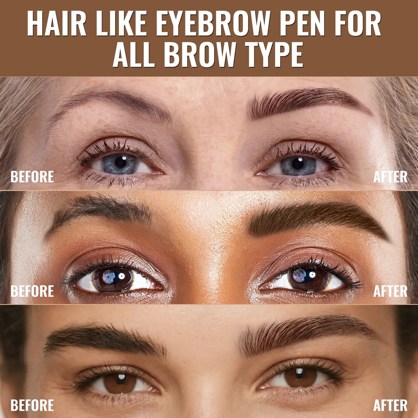 Imethod Original 4D Brush Tip Waterproof Microblading Eyebrow Pen, 2-In-1 Dual-Ended, Natural Hair-Like Strokes, Long-Lasting