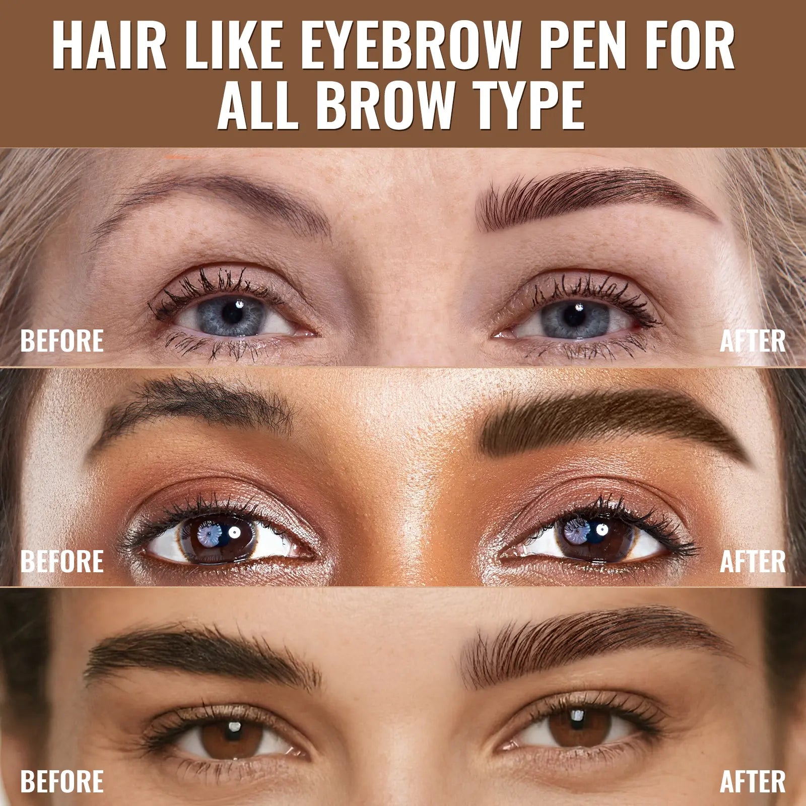 Imethod Original 4D Brush Tip Waterproof Microblading Eyebrow Pen, 2-In-1 Dual-Ended, Natural Hair-Like Strokes, Long-Lasting