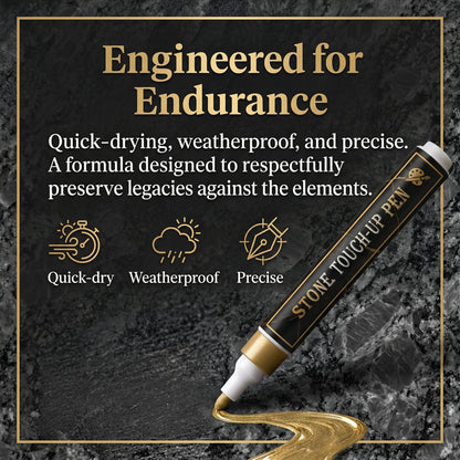 ✨ Golden Tombstone Marker Pen –🖌️ Restores Faded Names & Dates on Granite, Marble🕊️