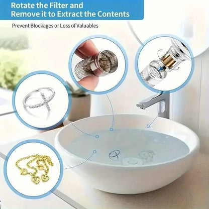 🔥3-in-1 Sink Stopper —⏱️Blocks Odors & Bugs, Catches Hair, Fits 90% of Drains🔧