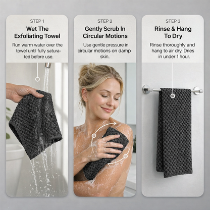 🏆Exfoliating Antibacterial Towel – ✨Kills Odor-Causing Bacteria, Baby-Smooth Skin🧼