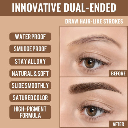 Imethod Original 4D Brush Tip Waterproof Microblading Eyebrow Pen, 2-In-1 Dual-Ended, Natural Hair-Like Strokes, Long-Lasting