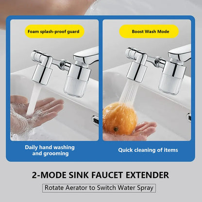 POLARIS Faucet Aerator Extender 1080° Rotating – 2-Mode Splash-Free Micron Water Filter, Fits 95% of Kitchen Bathroom Faucets, All-Angle Swivel