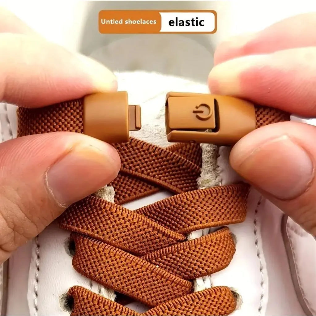 Adjustable Elastic No-Tie Shoelaces Set, 39.37" Length, Comfortable for Men & Women with Metal Lock Tips Outdoorfun