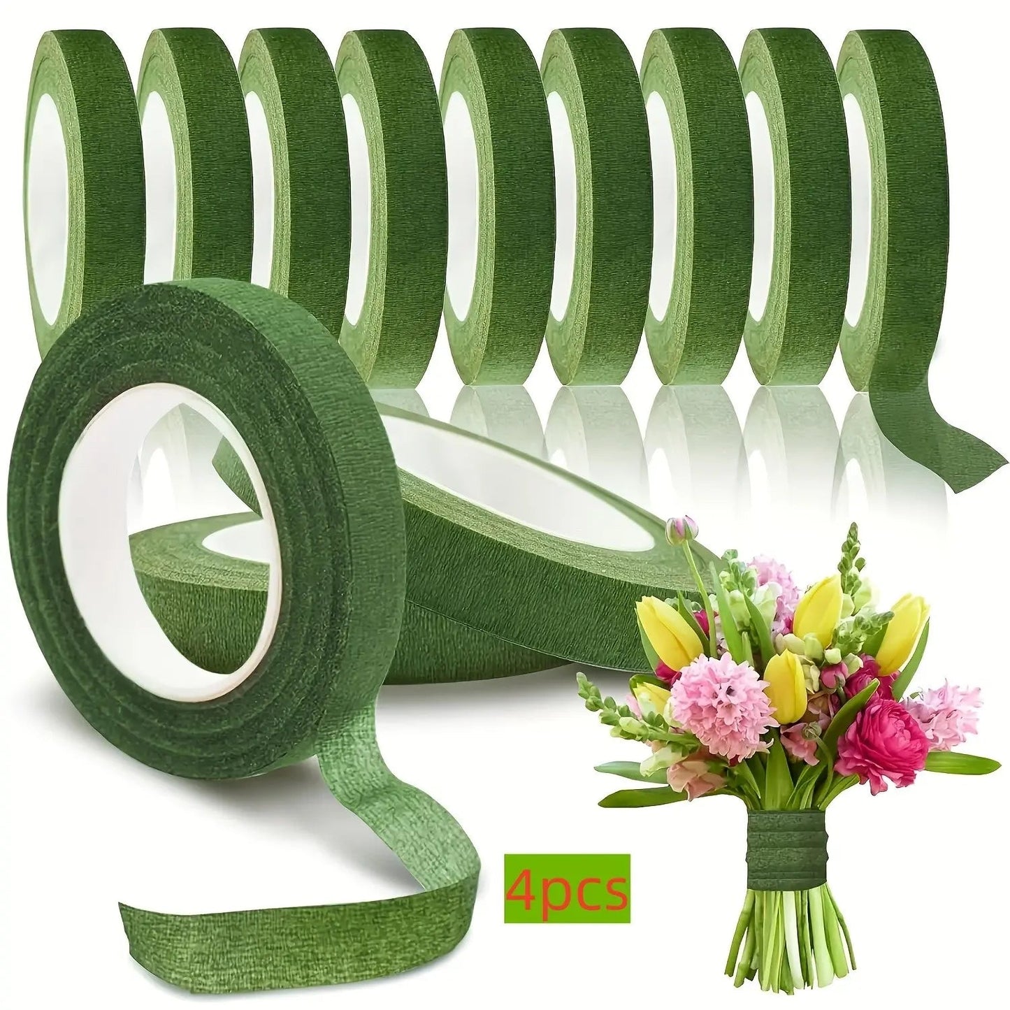 4 Rolls Floral Tape, Garden Packaging Film, Flower Bouquet Wrapping, Plant Stem Wrap, Craft Supplies, Artificial Flowers, DIY Decorations