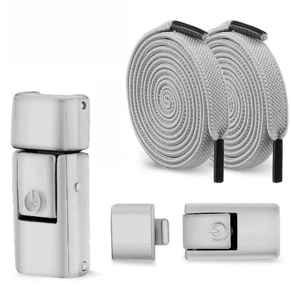 Adjustable Elastic No-Tie Shoelaces Set, 39.37" Length, Comfortable for Men & Women with Metal Lock Tips Outdoorfun