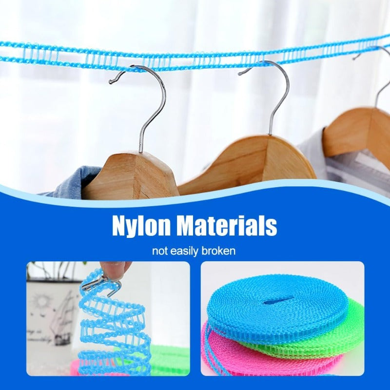 🏆Windproof Anti-Slip Drying Line💪 – Holds Up to 15kg, For Camping & Home