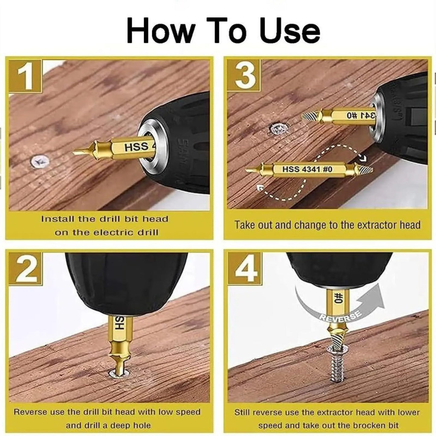 Stripped Broken Screw Remover,6 Counts Set Easy Out Bolt Extractor, Damaged Screw Extractor Set,Double Head Extraction Design Extractor Head,Household Repair Tools, Power Tool Accessories, Screwdriver Bit Clip.