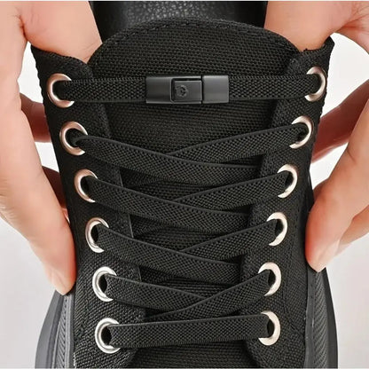Adjustable Elastic No-Tie Shoelaces Set, 39.37" Length, Comfortable for Men & Women with Metal Lock Tips Outdoorfun