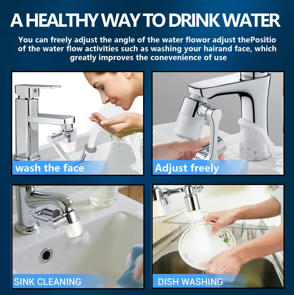 POLARIS Faucet Aerator Extender 1080° Rotating – 2-Mode Splash-Free Micron Water Filter, Fits 95% of Kitchen Bathroom Faucets, All-Angle Swivel