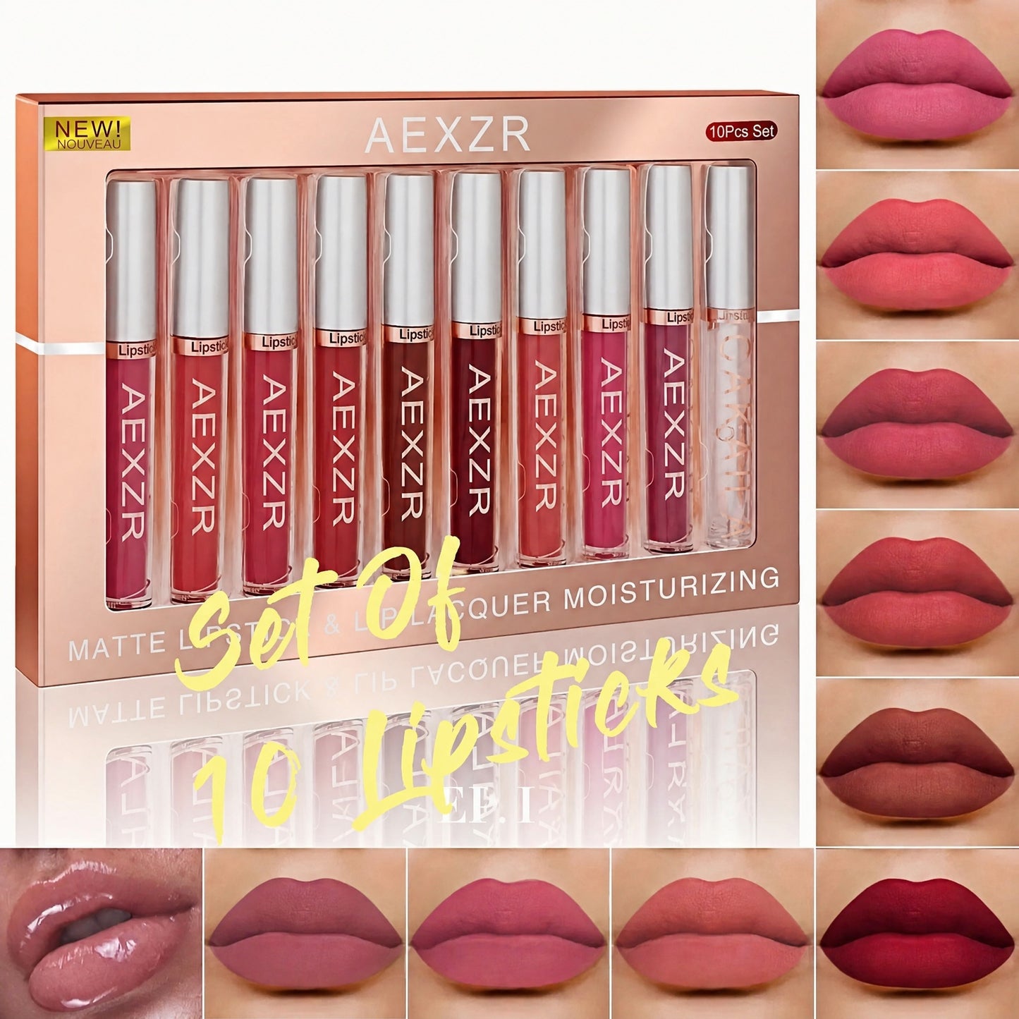 💄AEXZR®10 Pcs Matte Lip Glossy Set💋