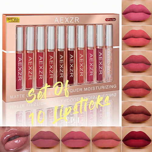 💄AEXZR®10 Pcs Matte Lip Glossy Set💋