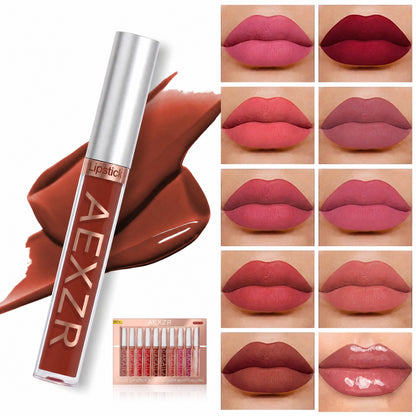 💄AEXZR®10 Pcs Matte Lip Glossy Set💋