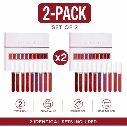 💝 10Pcs Matte Waterproof Lip Gloss Set –✨ Full Kit, All-Day Wear💄
