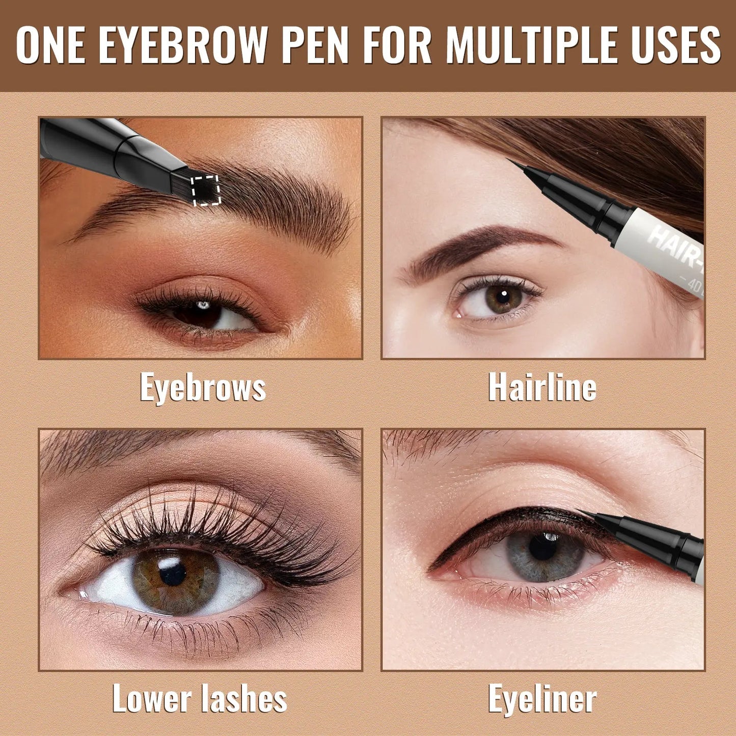 Imethod Original 4D Brush Tip Waterproof Microblading Eyebrow Pen, 2-In-1 Dual-Ended, Natural Hair-Like Strokes, Long-Lasting