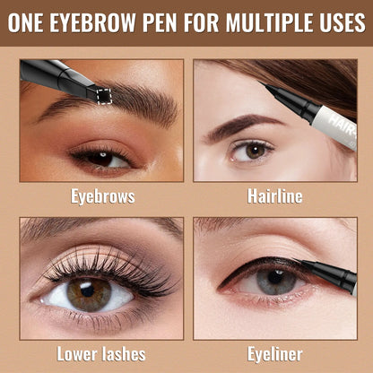 Imethod Original 4D Brush Tip Waterproof Microblading Eyebrow Pen, 2-In-1 Dual-Ended, Natural Hair-Like Strokes, Long-Lasting
