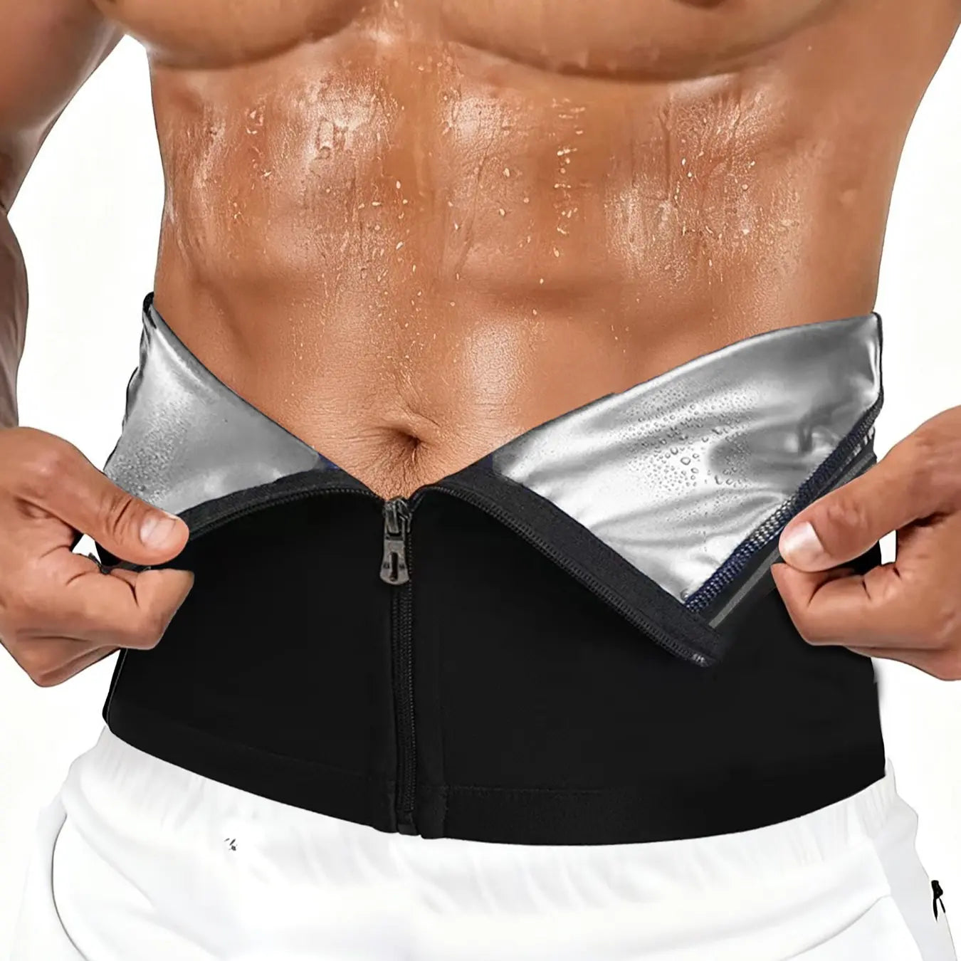 Waist Trainer Trimmer Zipper Sweat Belt Band for Men, Sauna Belt Suit Workout, Sporty Design, All Seasons, Plain Pattern, Fitness Waist Trainer, Exercise Waistband, Elastic Waist