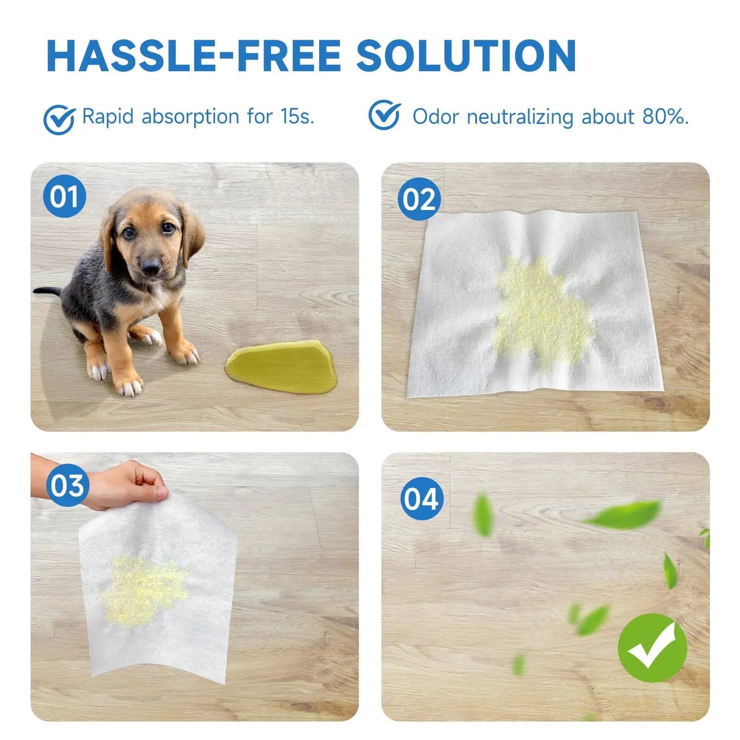 Pet Quick Absorbent Sheets, New Style Dog Pee Pad, 12"X10" for Urine and Pet Stain & Odor Remover