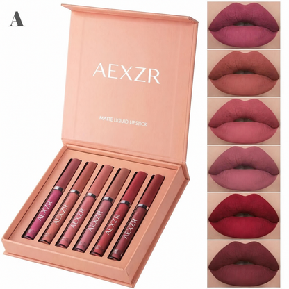 👄6-Color Matte Liquid Lipstick Set💄 – High-Pigment, Hydrating, Easy Application✨