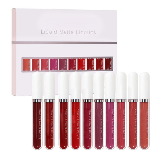 💝💄 10Pcs Matte Waterproof Lip Gloss Set –✨ Full Kit, All-Day Wear💄