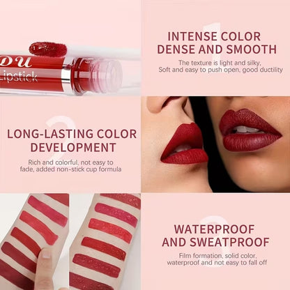 💝 10Pcs Matte Waterproof Lip Gloss Set –✨ Full Kit, All-Day Wear💄