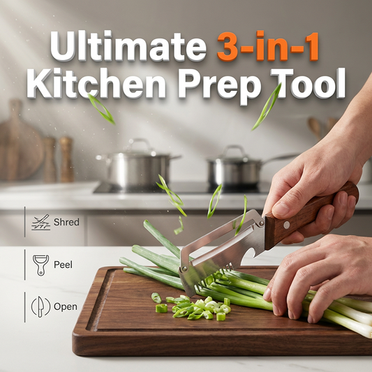 🔪🏆 3-in-1 Scallion Shredder & Peeler – ⚡Shred, Peel, Open Bottles – One Tool🏆