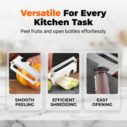 🔪 3-in-1 Scallion Shredder & Peeler – ⚡Shred, Peel, Open Bottles – One Tool🏆
