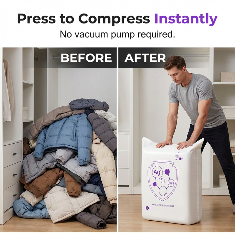 🧳Antibacterial Vacuum Storage Bags – Silver Ion Tech Keeps Clothes Fresh & Odor-Free✨