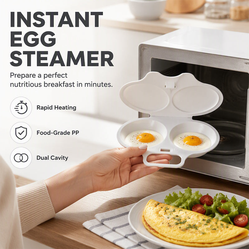 🥳2026 HOT SALE🥳💞50K+ SOLD! 🥗🎁 BUY 2 GET 1 FREE! Microwave Egg Poacher-Dual‑cavity, non‑stick & easy clean. Healthier than frying – stock up & save! 🏠✅