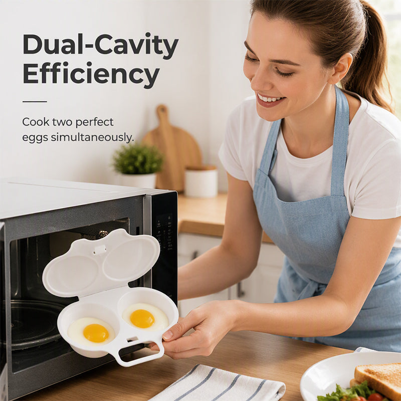 🥳2026 HOT SALE🥳💞50K+ SOLD! 🥗🎁 BUY 2 GET 1 FREE! Microwave Egg Poacher-Dual‑cavity, non‑stick & easy clean. Healthier than frying – stock up & save! 🏠✅