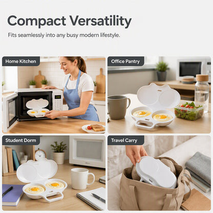 🥳2026 HOT SALE🥳💞50K+ SOLD! 🥗🎁 BUY 2 GET 1 FREE! Microwave Egg Poacher-Dual‑cavity, non‑stick & easy clean. Healthier than frying – stock up & save! 🏠✅