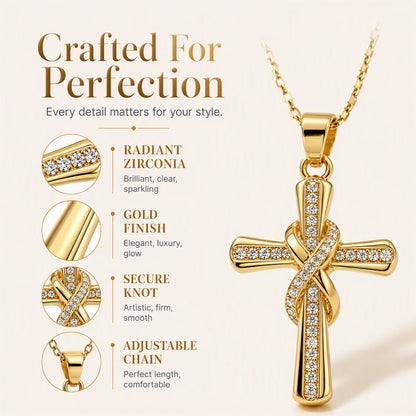 ⏳BUY MORE SAVE MORE⏰Women's Sparkling Twisted Knot Cross Pendant Necklace✝️📿